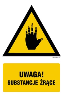 JA010 OSTRZEŻENIE PRZED SUBSTANCJAMI ŻRĄCYMI, FN - FOLIA SAMOPRZYLEPNA; (150X225MM) - Systemy ekspozycyjne i znaki informacyjne - miniaturka - grafika 1