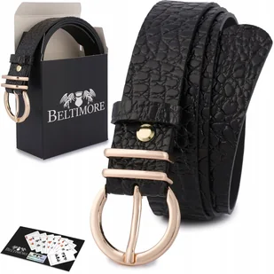 Skórzany pasek damski do spodni sukienki skóra croco czarna 3 cm Beltimore E55 czarny r.110-125 cm - Paski Skórzany pasek damski do spodni sukienki skóra croco czarna 3 cm Beltimore E55 czarny r.110-125 cm - Paski - miniaturka - grafika 1