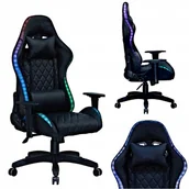 Fotele gamingowe - FOTEL GAMINGOWY DLA GRACZA OBROTOWY KUBEŁKOWY ERGONOMICZNY RGB LED JAKOŚĆ - miniaturka - grafika 1