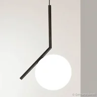 Lampy sufitowe - FLOS Lampa wisząca designerska IC S1, możliwość ściemniania, czarny, salon / jadalnia, szkło, design - miniaturka - grafika 1