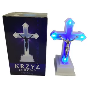 Krzyż Ledowy Nagrobkowy 13Cm Niebieski - Lampiony i znicze - miniaturka - grafika 1