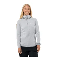 Kurtki damskie - Damska kurtka polarowa Jack Wolfskin KOLBENBERG HOODED FZ W Cool Grey - S - miniaturka - grafika 1