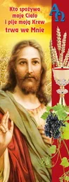 Baner na Boże Ciało "Kto spożywa moje ciało i pije krew " 50x130 cm - Ikony i obrazy sakralne - miniaturka - grafika 1