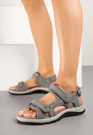 Sandały damskie - Szare Sandały Vices w Sportowym Stylu na Rzepy Finarielis - miniaturka - grafika 1
