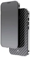 Etui i futerały do telefonów - Black Rock - Etui ochronne ze szkła 360 stopni pasuje do Apple iPhone 14 Plus I Carbon etui na telefon komórkowy, tylna strona z włókna węglowego (przezroczyste z czarną ramką) - miniaturka - grafika 1