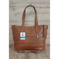 Torebki damskie - Trzy komory,duża Włoska skórzana torba na ramię mieści A4 ,Vera Pelle Camel WA554C - miniaturka - grafika 1