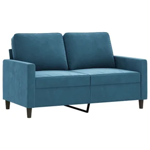 Sofa 2-osobowa, niebieski, 120 cm, tapicerowana aksamitem - Sofy i kanapy - miniaturka - grafika 3