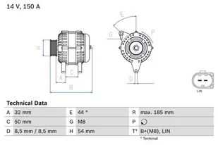 Alternator Bosch 0 986 082 150 - Alternatory - miniaturka - grafika 1