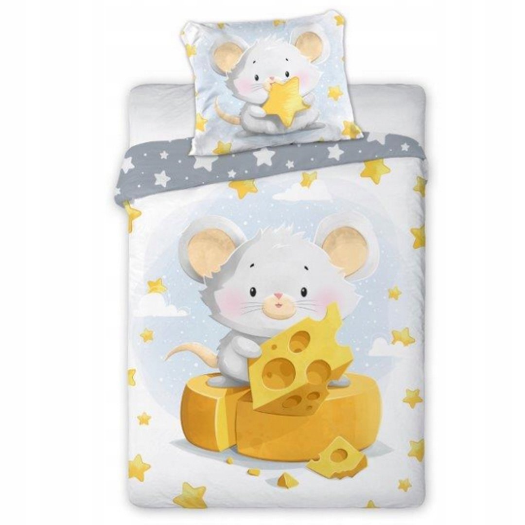 Bawełniana Pościel do Łóżeczka Myszka Przytulna 100x135