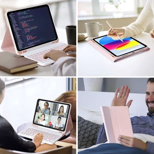 Etui ochronne z klawiatura bezprzewodowa Alogy Keyboard Case z miejscem na rysik do Apple iPad 10.9 2022 Różowe + Szkło - Części i akcesoria do laptopów - miniaturka - grafika 12