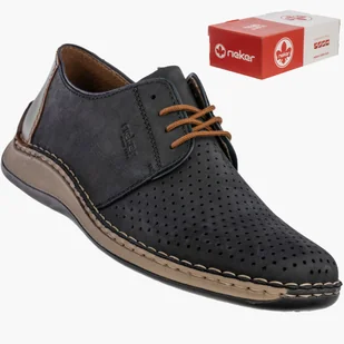 Buty Męskie RIEKER Półbuty Skórzane Casual Ażurowe Granatowe 05226-14 40 Granatowy - Półbuty męskie Buty Męskie RIEKER Półbuty Skórzane Casual Ażurowe Granatowe 05226-14 40 Granatowy - Półbuty męskie - miniaturka - grafika 1