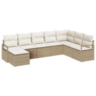 Sofy ogrodowe - 8-częściowy zestaw kanap ogrodowych vidaXL z poduszkami beżowy technorattan, 2-osobowa sofa ogrodowa vidaXL z poduszkami beżowy technorattan - miniaturka - grafika 1