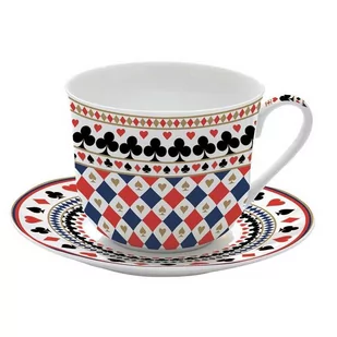 DUŻA PORCELANOWA FILIŻANKA z TALERZYKIEM Casino Royale - 400 ml - Filiżanki - miniaturka - grafika 1