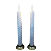 Lampiony i znicze - Świeczki stołowe LED ciepły biały 21 cm Ø 2 cm + podstawka biały CORTINA POLAND 2sztuki - miniaturka - grafika 1