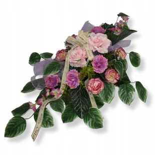 KOMPOZYCJA NA POMNIK Róże Goździki Wieniec nagrobny Wiązanka pogrzebowa - Sztuczne kwiaty - miniaturka - grafika 1