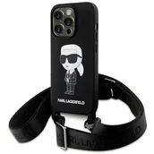 Etui i futerały do telefonów - Karl Lagerfeld KLHCP15XSCBSKNK iPhone 15 Pro Max 6.7" hardcase czarny/black Crossbody Silicone Ikonik - miniaturka - grafika 1