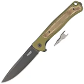 Noże - Nóż składany LionSteel Skinny Green Aluminium/Green Canvas Micarta, Old Black MagnaCut by Molletta (SK01A GB) - miniaturka - grafika 1