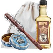 Zestawy kosmetyków męskich - Duży zestaw do stylizacji włosów - Reuzel Grooming Tonic, Reuzel Blue Pomade oraz ZEW Roller - miniaturka - grafika 1