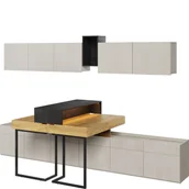 Zestawy mebli dla dzieci - Zestaw Mebli Młodzieżowych z Oświetleniem SET-04B Teen Flex Lenart Hikora Naturalna, Silk Flou, Raw Steel - miniaturka - grafika 1