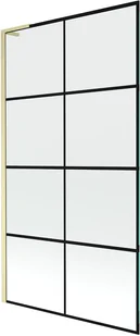 Mexen Next L parawan nawannowy 1-skrzydłowy 100 x 150 cm, czarny wzór, złoty szczotkowany - 895-100-000-03-77-55 - Parawany nawannowe - miniaturka - grafika 1
