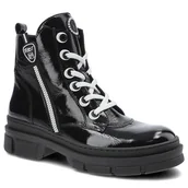 Botki damskie - Czarne Botki Nessi Damskie Wygodne Buty Jesienne - miniaturka - grafika 1