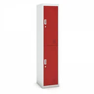 Szafki BHP - B2B Partner Szafka szatniowa dwudrzwiowa, 1800 x 380 x 450 mm, szara/czerwona, 1+1 GRATIS 485026 - miniaturka - grafika 1