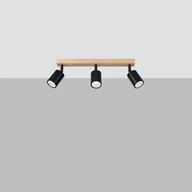 Lampy sufitowe - Verdo lampa sufitowa (spot) 3xGU10 czarny/jasne drewno SL.1293 - miniaturka - grafika 1