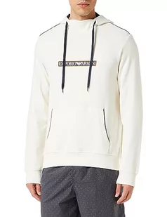 Emporio Armani Męska bluza z kapturem szczotkowana Terry, kremowy, XL - Bluzy męskie - miniaturka - grafika 1