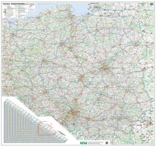 Ścienna mapa samochodowa Polski w skali 1:500 000 - Mapy i plansze edukacyjne - miniaturka - grafika 1