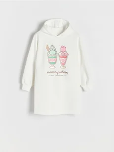 Reserved - Sukienka dresowa Pusheen - złamana biel - Sukienki i spódniczki dla dziewczynek - miniaturka - grafika 1