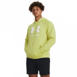Męska bluza dresowa nierozpinana z kapturem Under Armour UA Rival Fleece Logo HD - żółta - UNDER ARMOUR - Bluzy sportowe męskie - miniaturka - grafika 1