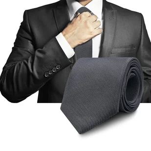 Elegancki KRAWAT Męski Klasyczny GRAFITOWY Krateczka M.14 Pako Jeans - Krawaty i muchy męskie - miniaturka - grafika 1