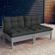 Sofy ogrodowe - shumee 2 osobowa sofa ogrodowa z antracytowymi poduszkami sosnowa - miniaturka - grafika 1