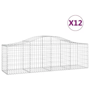 VidaXL Kosze gabionowe, 12 szt, 200x50x60/80 cm, galwanizowane żelazo - Ogrodzenia - miniaturka - grafika 3