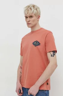 Koszulki męskie - Billabong t-shirt bawełniany męski kolor pomarańczowy z nadrukiem - grafika 1