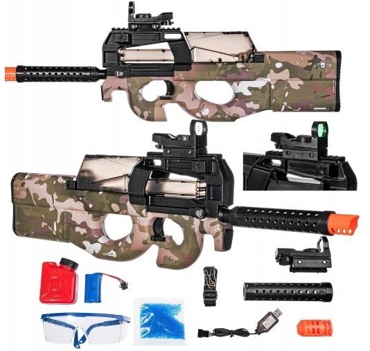 KARABIN PISTOLET P90 NA KULKI DO AUTOMAT KULKI + ŻELOWE CS ZESTAW