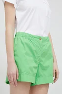 Spodenki damskie - Tommy Hilfiger szorty bawełniane kolor zielony gładkie high waist - miniaturka - grafika 1