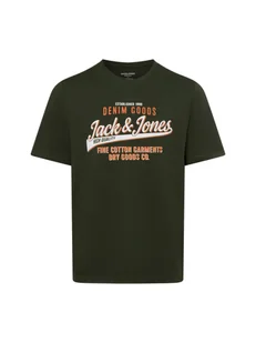 Jack & Jones Koszulka męska - JJELogo Mężczyźni Bawełna zielony nadruk, S - Koszulki męskie - miniaturka - grafika 1