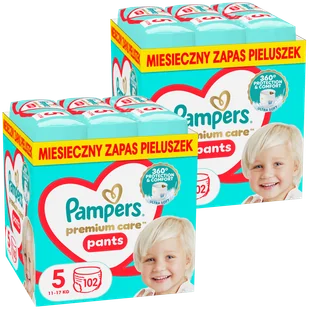 Zestaw Pampers Premium Care Pants, pieluchomajtki, rozmiar 5, 12-17 kg, 2 x 102 sztuki - Pieluchy - miniaturka - grafika 1