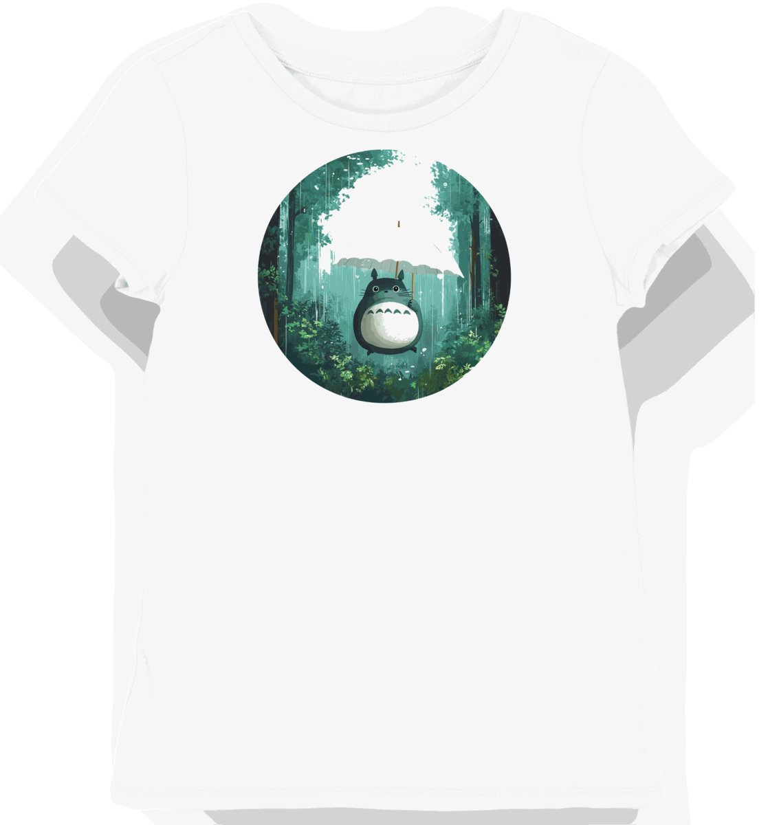 Koszulka damska biała z motywem Totoro pod liściem XXL