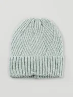 Czapki damskie - Ciepła czapka szara z plecioną fakturą - miniaturka - grafika 1