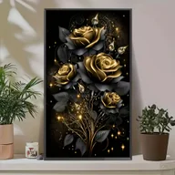 Rękodzieło - TEMU Zestaw do malowania diamentów 5D Rose - Duża, bez ram, DIY rzeźba na okrągłym płótnie dla początkujących, 15.7x27.5 cali, złote róże z - miniaturka - grafika 1