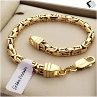 Bransolety męskie - Męska Złota Bransoletka Splot Królewski Pr 925+585 - miniaturka - grafika 1