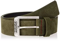 Paski - HUGO Męski pasek Gelio-Sd Sz40 z klamrą z logo z zamszu, ZIELONY, 9-12 Months - miniaturka - grafika 1