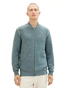 TOM TAILOR Męska kurtka z dzianiny z bawełny z zamkiem błyskawicznym, 32798-teal Tonal Multi Structure, XXL - Kurtki męskie - miniaturka - grafika 1