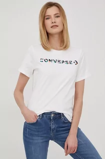 Koszulki i topy damskie - Converse t-shirt bawełniany kolor biały - grafika 1