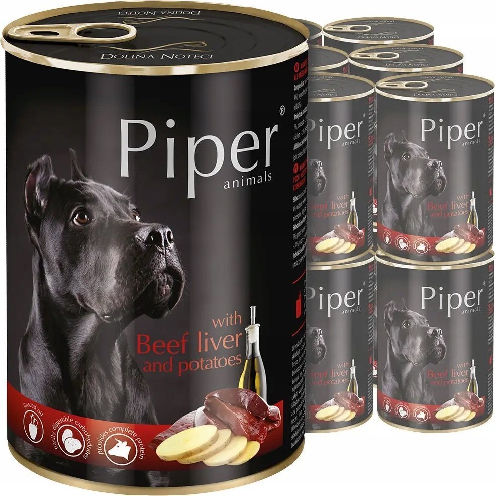Mokra Karma dla psa Piper Animals z wątróbką wołową i ziemniakiem zestaw 24 x 400 g