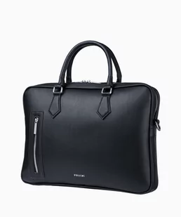 PUCCINI Czarna damska torba na laptopa z kieszenią - Torby na laptopy - miniaturka - grafika 1