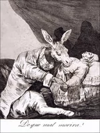 Plakaty - Plate 40 from Los Caprichos- Of what ill will he die (De que mal morira), Francisco Goya - plakat Wymiar do wyboru: 61x91,5 cm - miniaturka - grafika 1