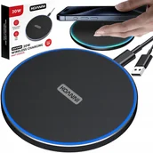 Ładowarki do telefonów - Ładowarka indukcyjna QI bezprzewodowa 20W LED KOANNI + kabel USB-C 1M - miniaturka - grafika 1